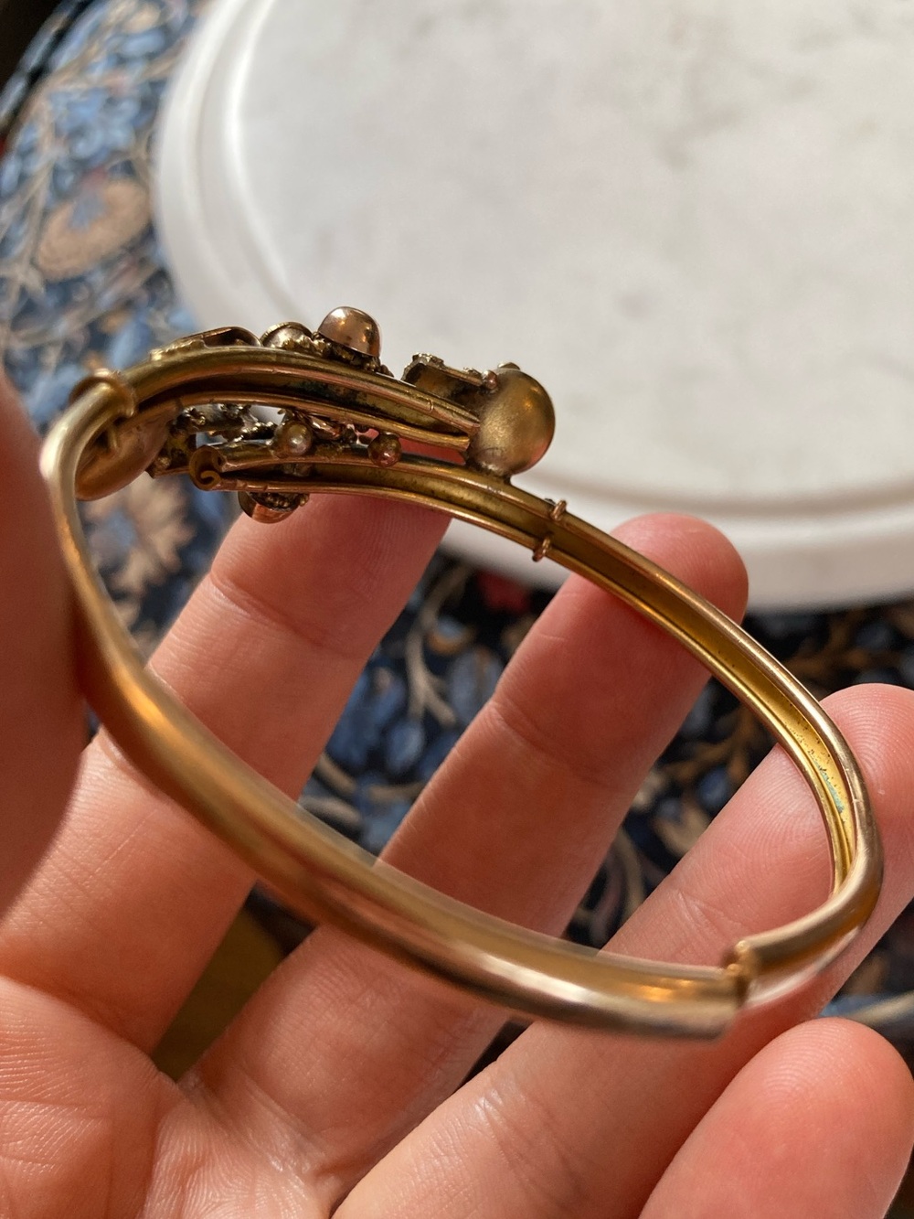 Antique Victorian Celestial Rose-Cut Garnet Crescent Moon & Stars GF Bracelet - Picture 15 of 16